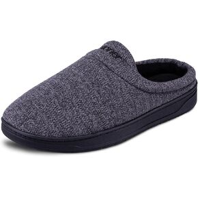 isotoner Men's Heathered Knit Brady Clog Slipper, Memory Foam, Enhanced Heel Cushion, Indoor/Outdoor Outsole