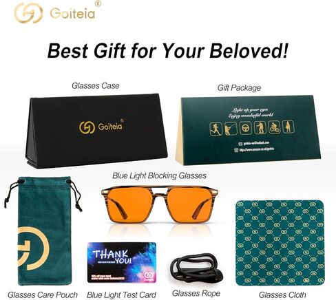 Goiteia Blue Light Blocking Glasses-Orange/Pink/Red Blue Light Glasses for Men Women, Easier Sleep and Migraine Relief in Kuwait