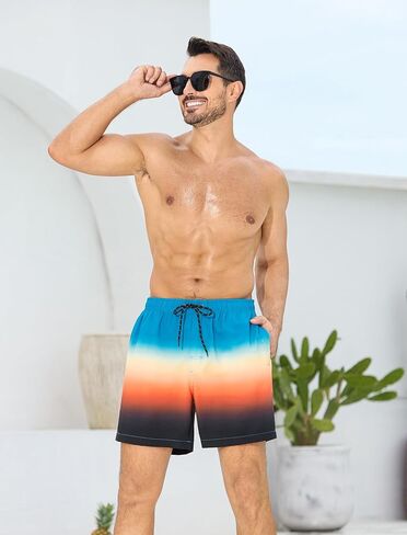 SILKWORLD Mens Swim Trunks with Compression Liner 6 Inch Inseam Quick Dry Beach Shorts Bathing Suit with Zipper Pockets in Saudi Arabia