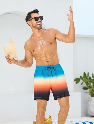 SILKWORLD Mens Swim Trunks with Compression Liner 6 Inch Inseam Quick Dry Beach Shorts Bathing Suit with Zipper Pockets in Saudi Arabia