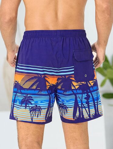SILKWORLD Mens Swim Trunks with Compression Liner 6 Inch Inseam Quick Dry Beach Shorts Bathing Suit with Zipper Pockets in Saudi Arabia