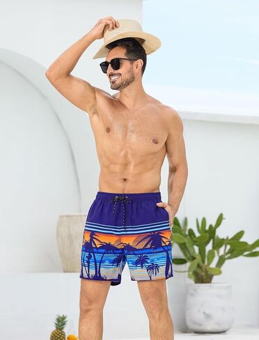 SILKWORLD Mens Swim Trunks with Compression Liner 6 Inch Inseam Quick Dry Beach Shorts Bathing Suit with Zipper Pockets in Saudi Arabia