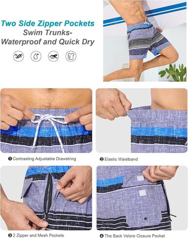 Silkworld Mens Swim Trunks مع بطانة الضغط 6 بوصة inseam شورت شورت شورت الجاف السريع بدلة السباحة مع جيوب السوستة in Saudi Arabia