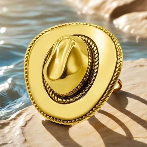 Western Cowgirl Hat Statement Open Ring for Women Cowboy Fancy Dress Costume Adjustable Expandable Finger Rings Bands Boho Rodeo Jewelry Gifts in Kuwait