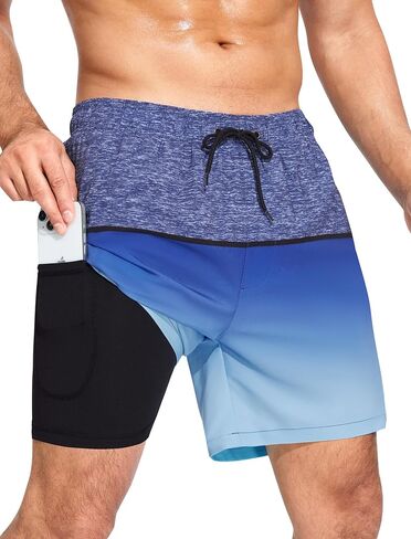 SILKWORLD Men's Swim Trunks Quick Dry Swimming Shorts 6 Inch Bathing Suits with Compression Liner and Zipper Pockets in Saudi Arabia