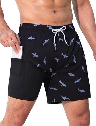 SILKWORLD Men's Swim Trunks Quick Dry Swimming Shorts 6 Inch Bathing Suits with Compression Liner and Zipper Pockets in Saudi Arabia