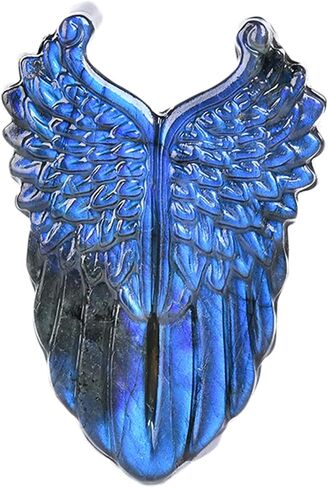 JIC Gem 1PC Natural AAA Labradorite Hand Carved The Angel Wing Skull Quartz Crystal and Healing Stone Reiki in Kuwait