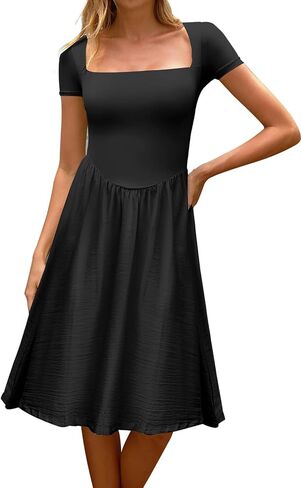 Chyrii Women Fashion Summer 2025 مربع رقبة قصيرة الأكمام A-Line Gedding Guest Cocktail Midi Dress Long Sundress in Kuwait