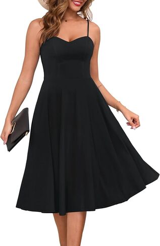 Zattcas Womens 2025 Spring Summer Sleeveless Midi Sundress A Line Flowy Wedding Guest Cocktail Party Dress with Pockets in Saudi Arabia