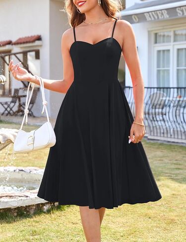 Zattcas Womens 2025 Spring Summer Sleeveless Midi Sundress A Line Flowy Wedding Guest Cocktail Party Dress with Pockets in Saudi Arabia