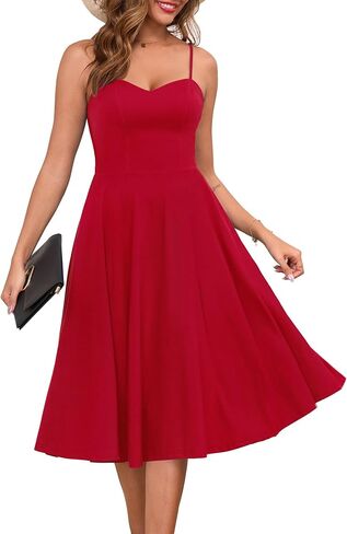 Zattcas Womens 2025 Spring Summer Sleeveless Midi Sundress A Line Flowy Wedding Guest Cocktail Party Dress with Pockets in Saudi Arabia