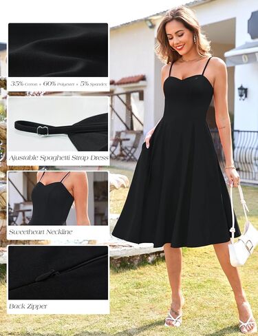 Zattcas Womens 2025 Spring Summer Sleeveless Midi Sundress A Line Flowy Wedding Guest Cocktail Party Dress with Pockets in Saudi Arabia