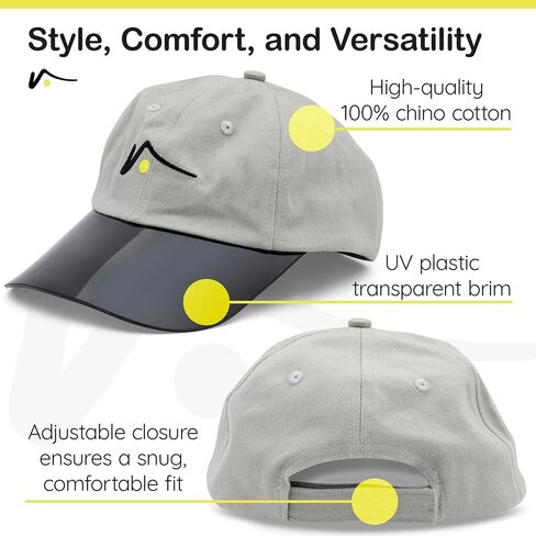 VISTO Unstructured Sports Hat with See-Through Brim – No-Glare UV Protection – 100% Chino Cotton – Adjustable Velcro Strap in Saudi Arabia