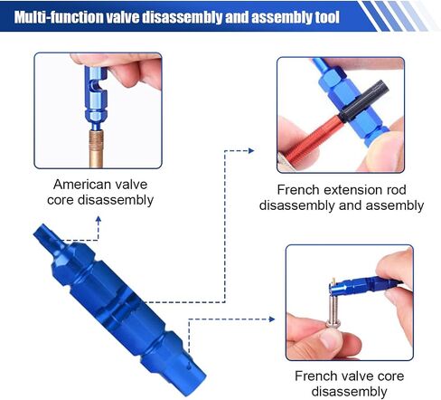 23PCS Presta Valve Core Repair Kit- Tubeless Valve Core Adapter Bike Bicycle Replacement Kit with Plastic & Alloy Valve Core Remover Dismantle Removal Tools, 10 Valve Core&10 Stem Caps (Red) in Kuwait