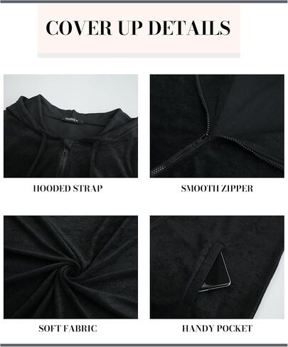 BSUBSEACH Terry Cove -Up - Women Wooded Swimsuit Coverup Zipper Beach Coverups Alcyfeless Swime مع جيوب in Saudi Arabia
