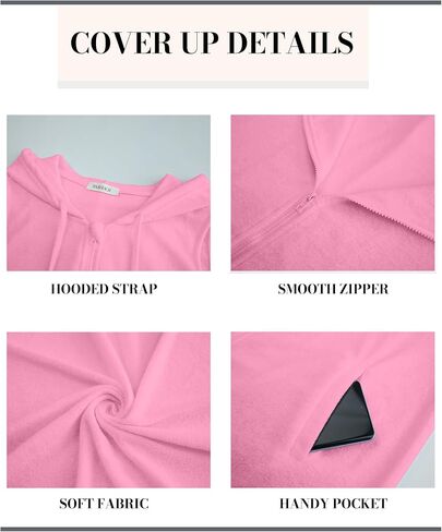 BSUBSEACH Terry Cove -Up - Women Wooded Swimsuit Coverup Zipper Beach Coverups Alcyfeless Swime مع جيوب in Saudi Arabia