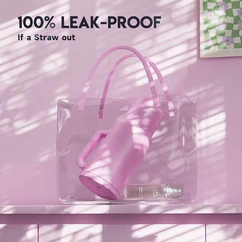 كوب ميوكي يتوهج في الظلام بمقبض وقش، كوب بغطاء وقش، كوب سفر معزول من الفولاذ المقاوم للصدأ، مقاوم للتسرب بنسبة 100%، يحافظ على البرودة لمدة 34 ساعة (فراشة) in Kuwait