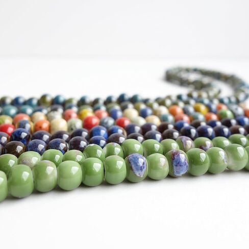 Bohemian Style Multi-Strand Beaded Bracelet, Boho Ceramic Beads Bracelet for Women, Japa Mala 108 Beads Necklace, Hippie Jewelry Gifts in Kuwait