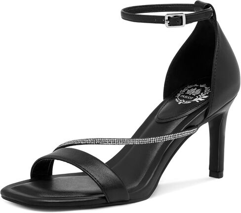 Pasuot Strappy Heels for Women - Open Square Toe Sparkly Stiletto Heel, Rhinestone Straps High Heeled Sandals for Party Prom Homecoming Office Wear, Gold Silver Black Nude, Not for Wide Feet in Kuwait