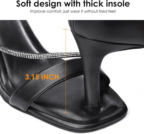 Pasuot Strappy Heels for Women - Open Square Toe Sparkly Stiletto Heel, Rhinestone Straps High Heeled Sandals for Party Prom Homecoming Office Wear, Gold Silver Black Nude, Not for Wide Feet in Kuwait