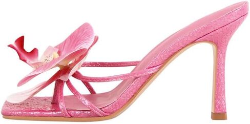Richealnana Women's Clear Square Toe Sandals Stiletto Heel Slip On Mules Shoes in Saudi Arabia