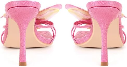 Richealnana Women's Clear Square Toe Sandals Stiletto Heel Slip On Mules Shoes in Saudi Arabia