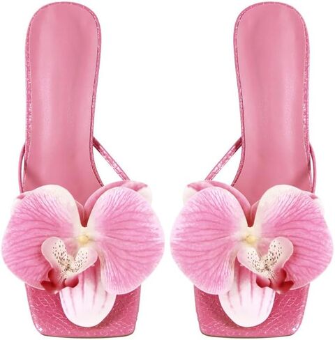 Richealnana Women's Clear Square Toe Sandals Stiletto Heel Slip On Mules Shoes in Saudi Arabia