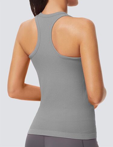 MathCat Workout Tank Tops for Women Athletic Basic Tanks Seamless Running Muscle Racerback Ribbed Yoga Tops with Built in Bra in Saudi Arabia