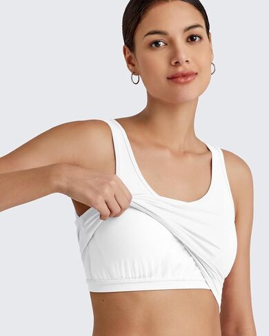 G4Free BareFeel Built in Bra Workout Tank Tops Removable Padded Longline Sports Bras Waist Length Athletic Tanks in Saudi Arabia