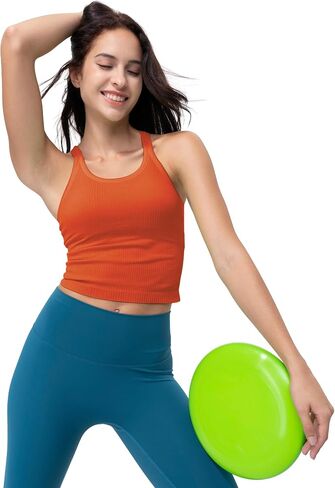 Seamless Ribbed Workout Racerback Tank Tops with Built in Shelf Bra for Women in Saudi Arabia