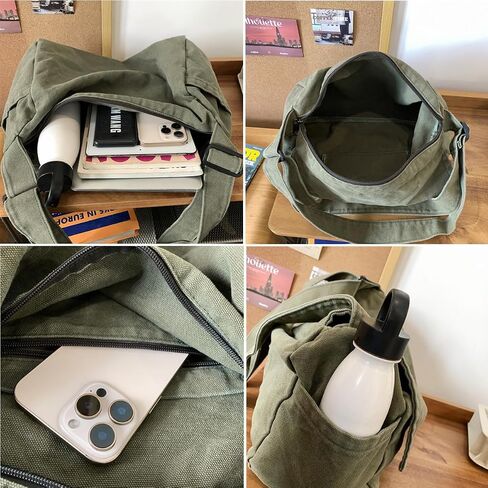 Canvas Messenger Bag for Women Men Vintage Satchel Bag Aesthetic Crossbody Shoulder Bag Casual Sling Bag in Kuwait