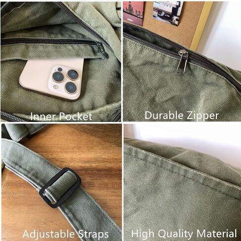 Canvas Messenger Bag for Women Men Vintage Satchel Bag Aesthetic Crossbody Shoulder Bag Casual Sling Bag in Kuwait