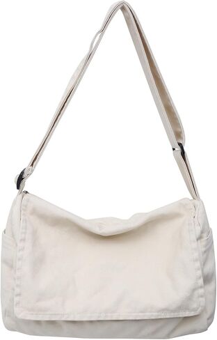 Canvas Messenger Bag for Women Men Vintage Satchel Bag Aesthetic Crossbody Shoulder Bag Casual Sling Bag in Kuwait