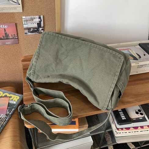 Canvas Messenger Bag for Women Men Vintage Satchel Bag Aesthetic Crossbody Shoulder Bag Casual Sling Bag in Kuwait