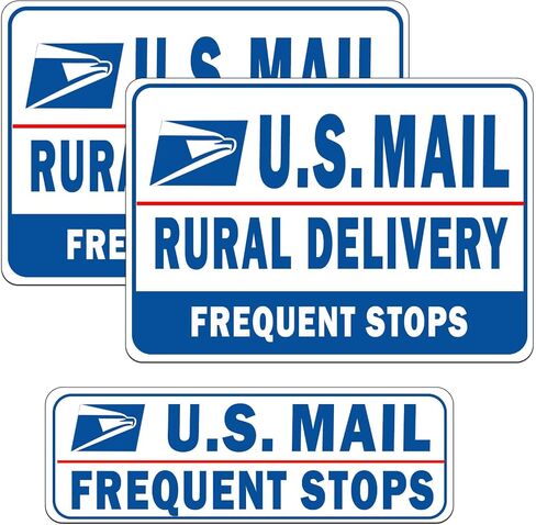 Mail Delivery Driver Magnetic Signs - 2 Pack Rural Carrier Delivery Frequent Stops Reflective Magnet for Car - Weather-Resistant - 11.8 x 4 inch (Blue White 2 Pack) in Saudi Arabia