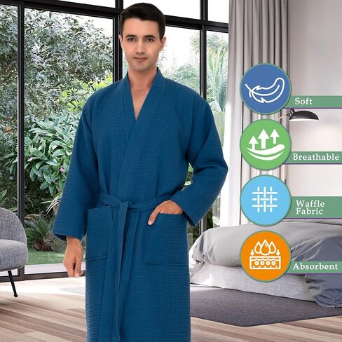 TowelSelections Men’s Waffle Bathrobe Lightweight Spa Kimono Bath Robe in Saudi Arabia