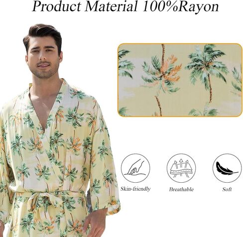 Men's lightweight robe 2 Piece Japanese Kimono Robe and Shorts Set Casual Belted Open Front Long Robe in Saudi Arabia