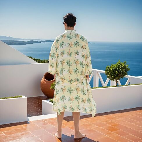 Men's lightweight robe 2 Piece Japanese Kimono Robe and Shorts Set Casual Belted Open Front Long Robe in Saudi Arabia