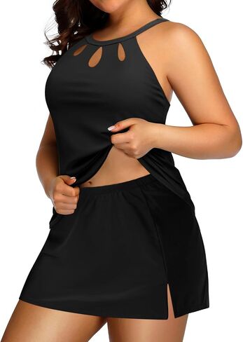 زائد الحجم Tankini مع تنورة - قطعتين للسباحة البطن السيطرة على بدلة السباحة عالية الرقبة ملابس السباحة 2025 in Saudi Arabia