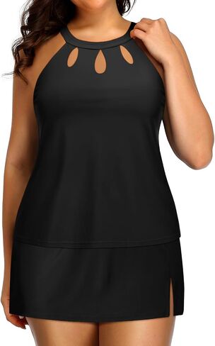 زائد الحجم Tankini مع تنورة - قطعتين للسباحة البطن السيطرة على بدلة السباحة عالية الرقبة ملابس السباحة 2025 in Saudi Arabia