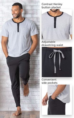 Pajamagram Mens خفيفة الوزن السراويل السراويل Pants Pajama - 100 ٪ مجموعات القطن PJ in Kuwait
