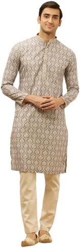 Manyavar Men Blended Cotton Printed Kurta Pyjama Set in Saudi Arabia