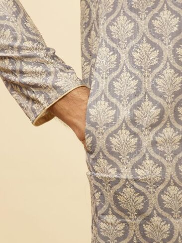 Manyavar Men Blended Cotton Printed Kurta Pyjama Set in Saudi Arabia