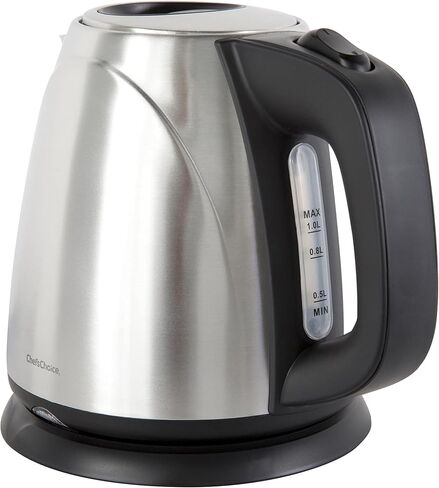 Chef's Choice Cordless Compact Electric Kettle Features Boil Dry Protection & Auto Shut Off Easy Pour, 1-Liter, Black in Saudi Arabia