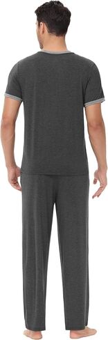 Wiwi Mens Pajamas مجموعة Viscose من الخيزران قصيرة الأكمام نوم متماسكة الويلت 2 قطع مجموعات الملابس S-XXL in Saudi Arabia
