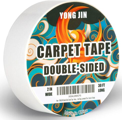 شريط السجاد المزدوج على الوجهين - قابض الشريط البساط الشاق لأرضيات الخشب الصلب لا ضرر ، ويؤمن سجاد المنطقة ، والصفائح والبلاط (2 بوصة × 10 ياردة) in Kuwait