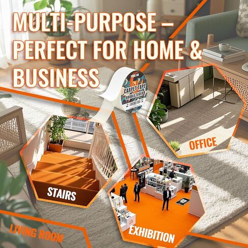 شريط السجاد المزدوج على الوجهين - قابض الشريط البساط الشاق لأرضيات الخشب الصلب لا ضرر ، ويؤمن سجاد المنطقة ، والصفائح والبلاط (2 بوصة × 10 ياردة) in Kuwait