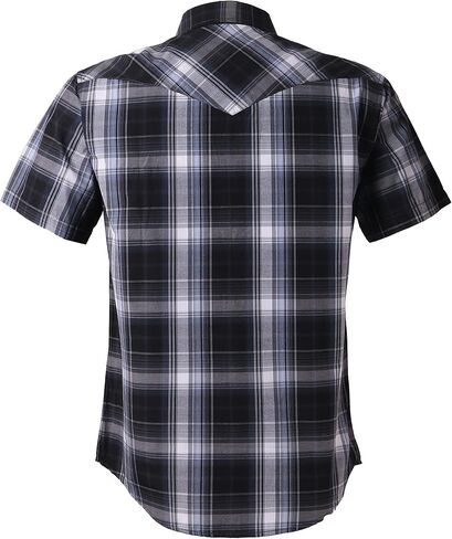 COEVALS CLUB Men's Western Plaid Pearl Snap Buttons Two Pocket Casual Short Sleeve Shirts in Kuwait