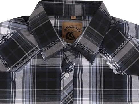 COEVALS CLUB Men's Western Plaid Pearl Snap Buttons Two Pocket Casual Short Sleeve Shirts in Kuwait