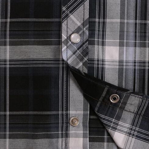 COEVALS CLUB Men's Western Plaid Pearl Snap Buttons Two Pocket Casual Short Sleeve Shirts in Kuwait